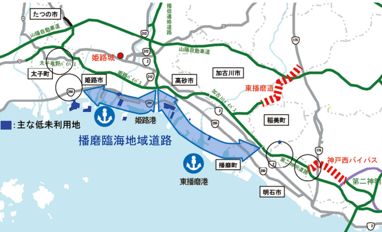 播磨臨海地域道路の予定ルート図