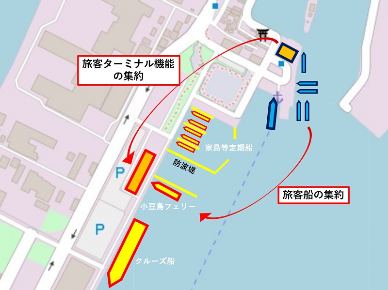 旅客船ターミナルの地図
