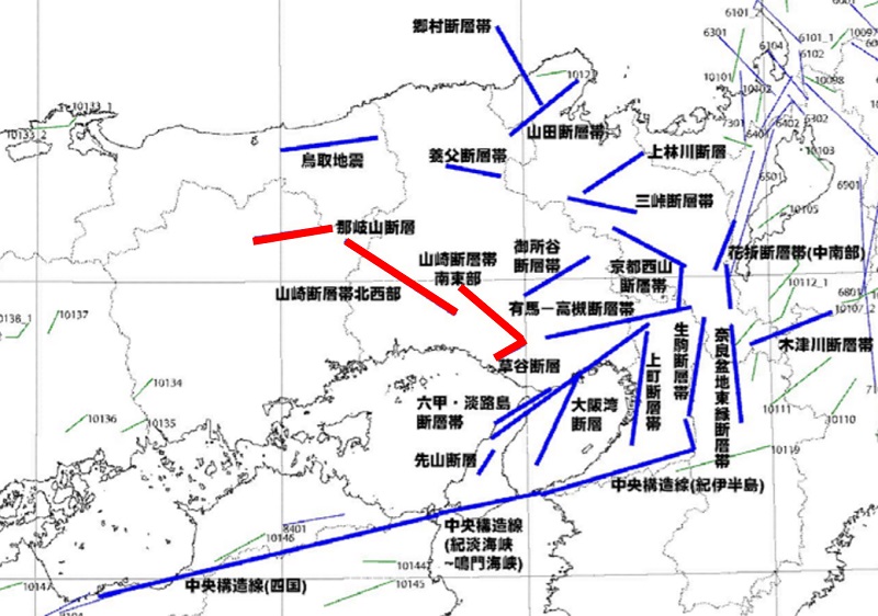 兵庫県の断層マップ