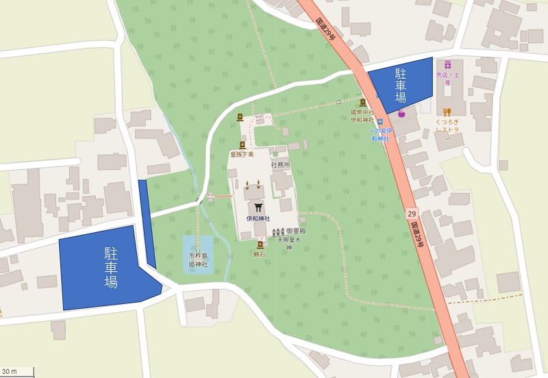 伊和神社の駐車場マップ