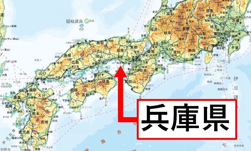 西日本・近畿の地図で見る兵庫県の場所